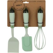 Wholesale - 3 Pack Utensil Set with Sage Green Sillicone C/P 96, UPC: 195010013659